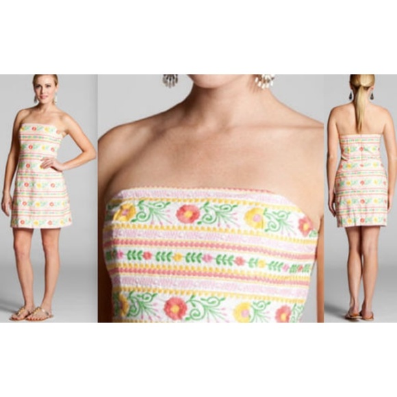 Lilly Pulitzer Dresses & Skirts - Lilly Pulitzer Olie Embroidered Strapless Dress 4